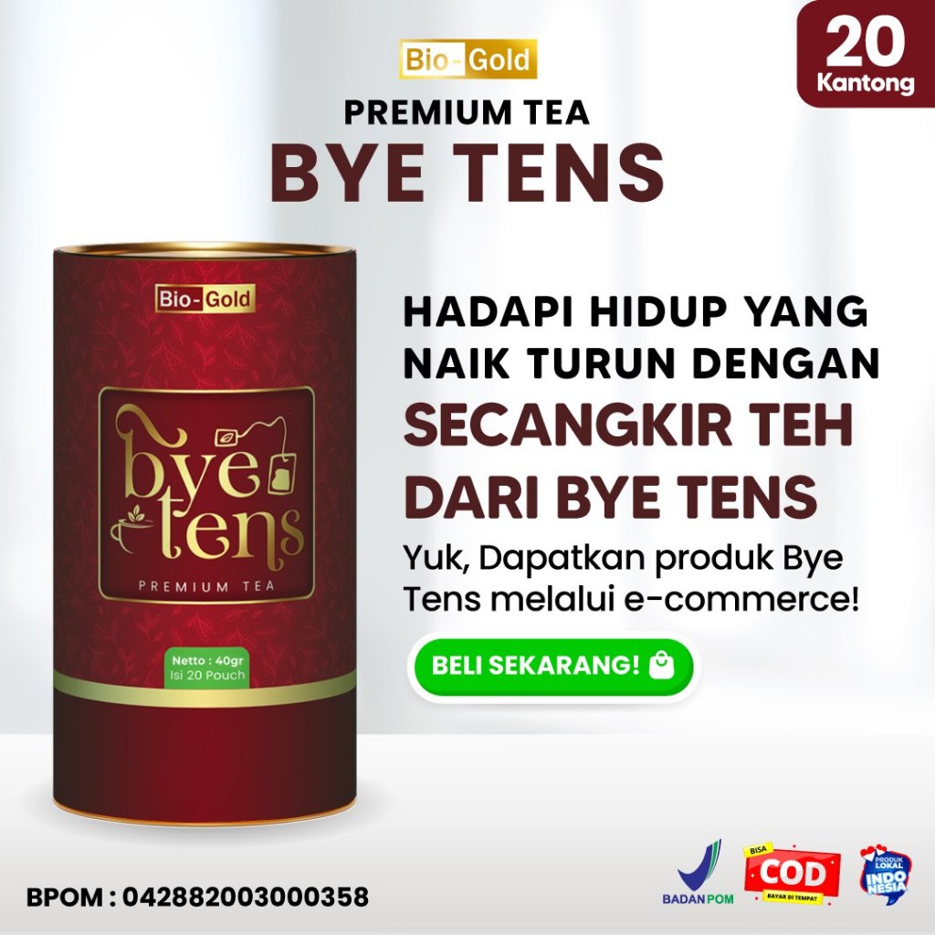 

Teh ByeTens Bio Gold Teh Herbal Premium untuk Membantu Atasi Tekanan Darah Tinggi dan Kolestrol BPOM