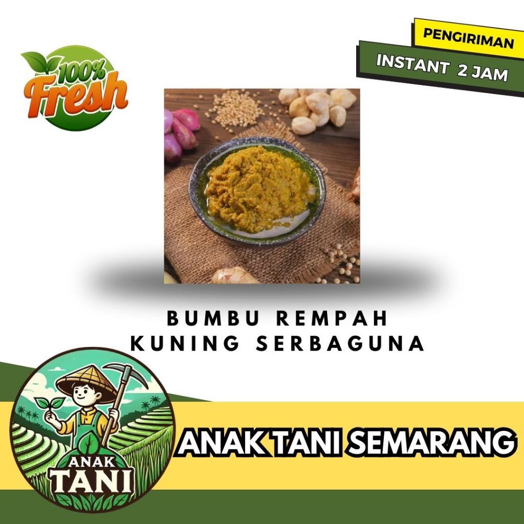 

[ANAK TANI] BUMBU REMPAH KUNING / BUMBU INTI / BUMBU REMPAH RACIKAN SERBAGUNA KUNING / BUMBU UNGKEP AYAM IKAN TEMPE TAHU / BUMBU MASAKAN SERBAGUNA GURIH PER 125 GR SIAP KIRIM INSTANT AREA SEMARANG