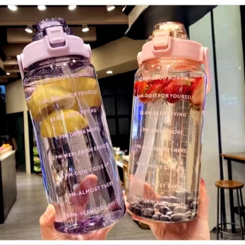 B ( B95 ) BOTOL MINUM KOREA VIRAL TUMBLER MOTIVASI MINUM 2 LITER