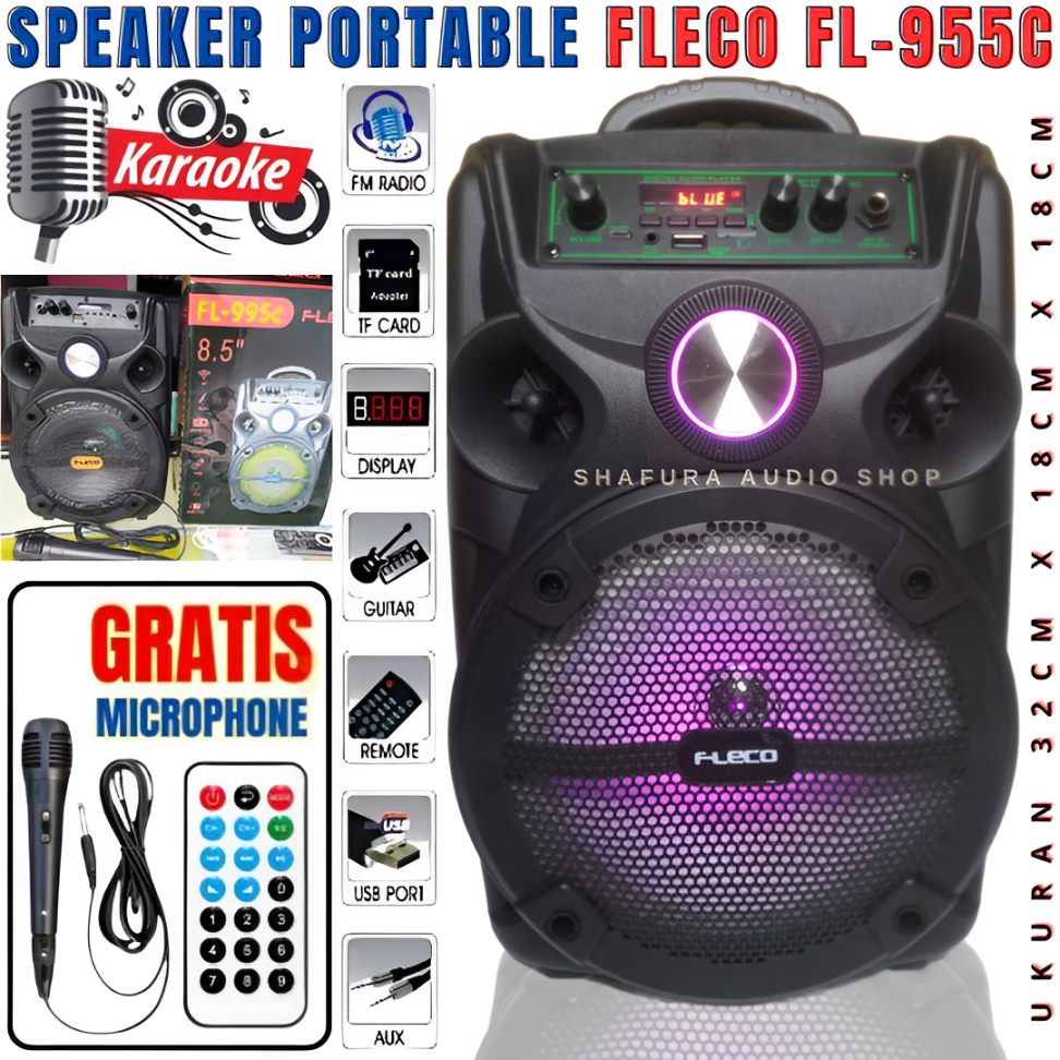 Speaker Bluetooth Fleco 8'5 Inch Fl-995c/D Ree Mic Karoke + Remote//Salon Aktif 8'5 Inch//Speaker Ka