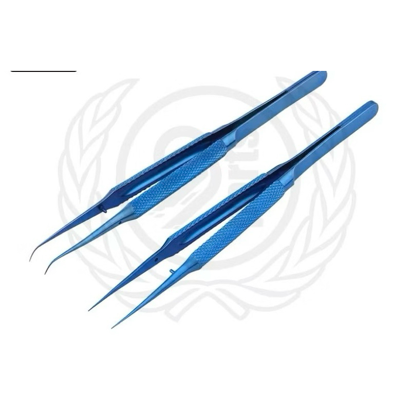 Pinset Titanium Blue Luowei High Quality Biru Melengkung /Titanium Lurus /Bengkok Pinset Profesional
