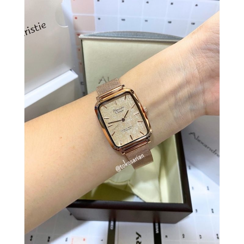 Alexander Christie AC 8699 MH Original Bergaransi Jam Tangan Rantai Pasir Analog Wanita