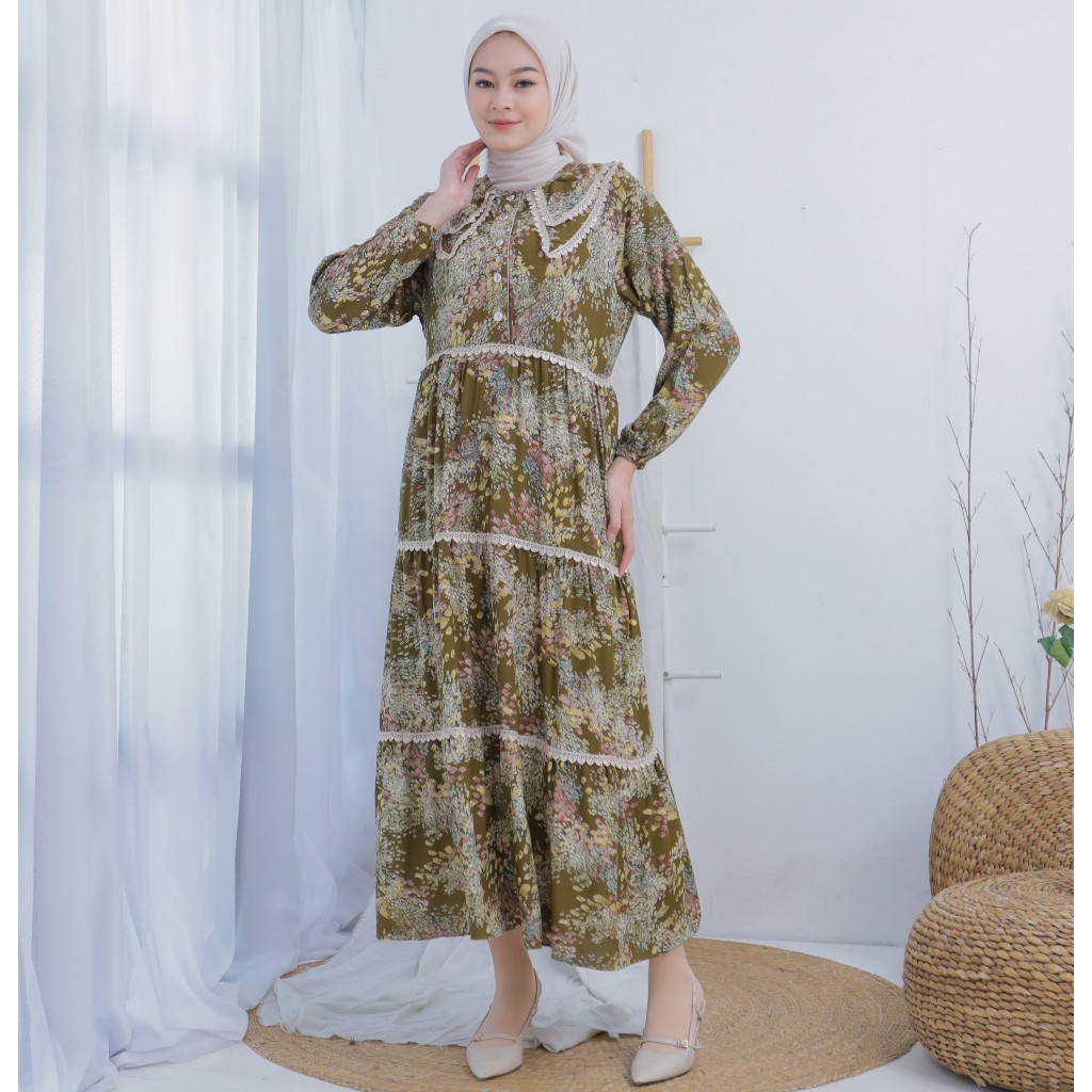 Gamis rayon motif // korean style // gamis viral kekinian // motif bunga // Gamis Rayon // Juara Fas