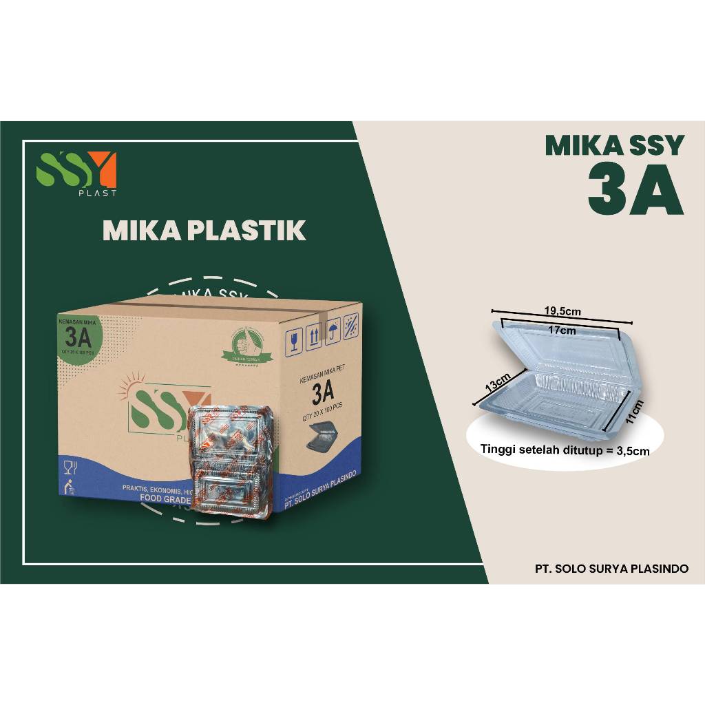 Mika SSY / Mika Plastik / Mika Makanan / Mika Kue/ Mika Seri A