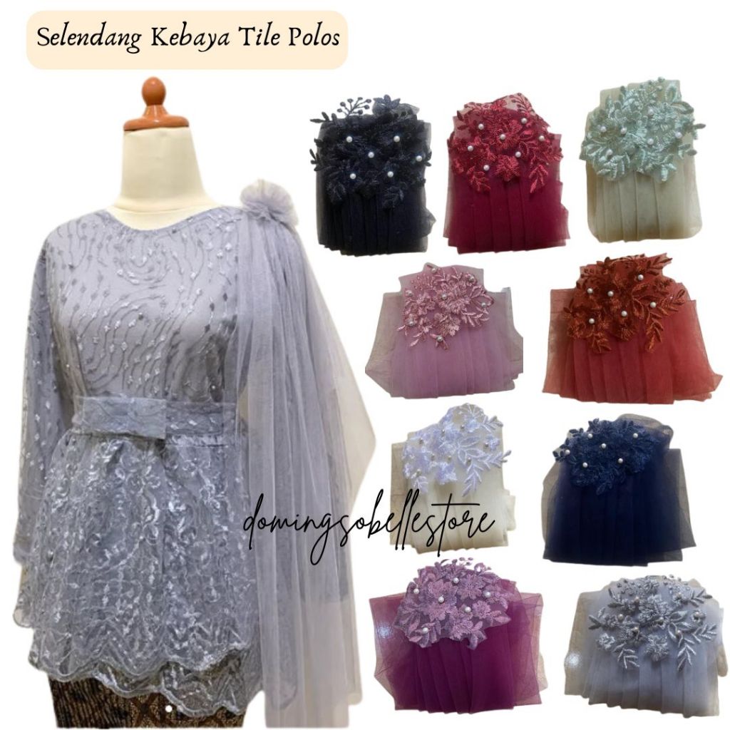 Selendang Kebaya Tille Polos / Selendang Kebaya / Selendang Pundak Polos / Slayer Kebaya