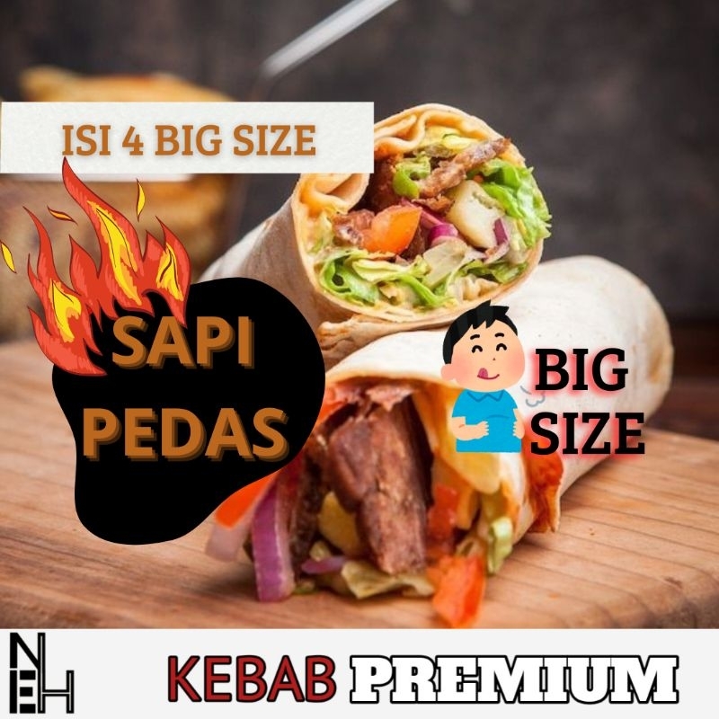 

(PREMIUM) Kebab Sapi Pedas 24CM | Paket Isi 4Pcs | Cemilan Nikmat