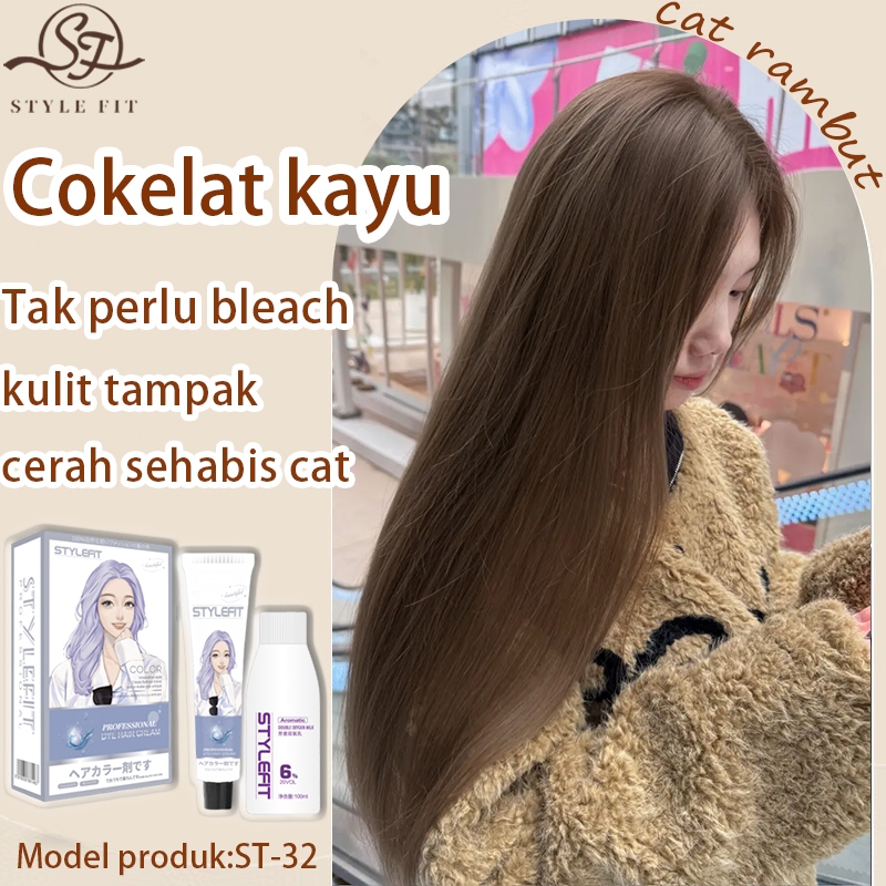 【Beli 100ml gratis 100ml】STYLE FIT pewarna rambut Coklat cool *200ML Tidak Perlu Bleach，Membuat kuli
