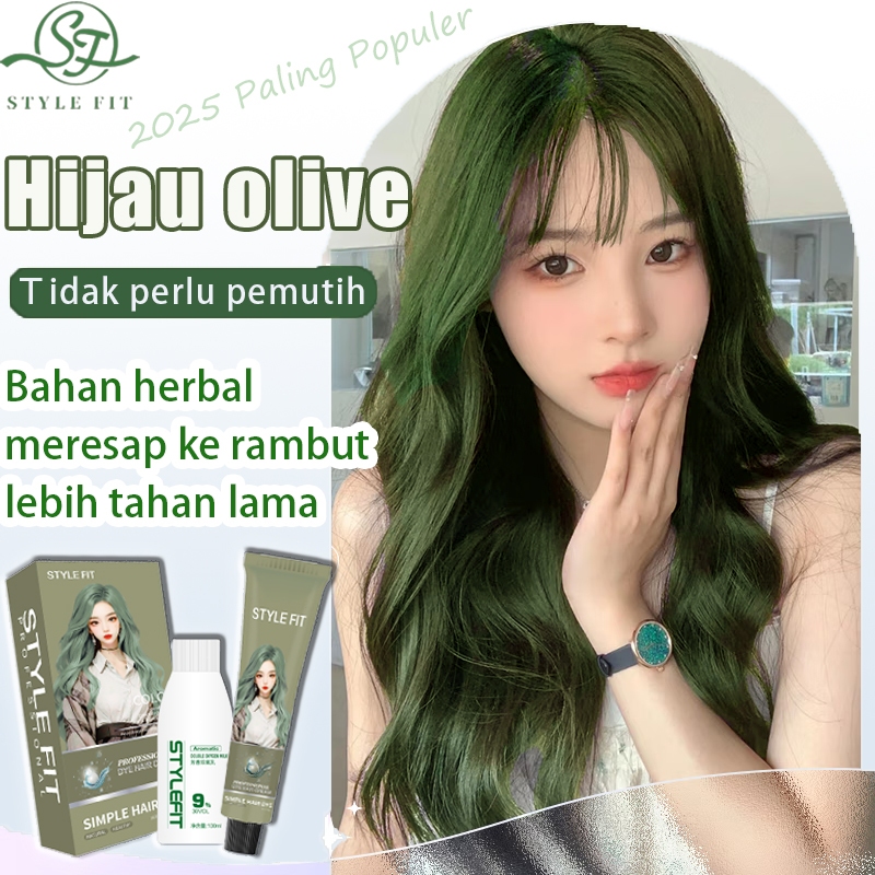 【Tidak perlu memudar】 STYLE FIT cat rambut Hijau olive*200ml pewarna rambut pria dan wanita ，semir o