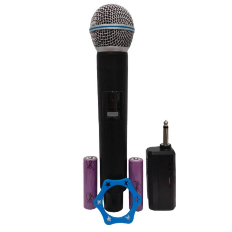 Mic Wireless Fleco Mikrofon Tanpa Kabel Baterai Isi Ulang Karaoke Hitam Original