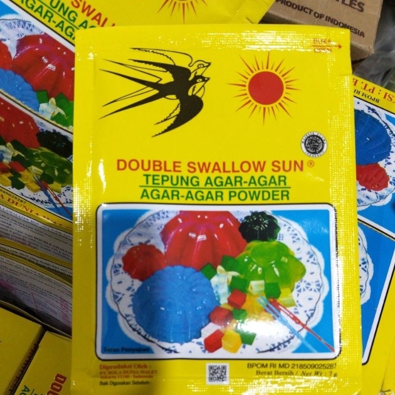 

Double Swallow Sun Tepung Agar-Agar Powder Plain/ Tanpa Warna 7g