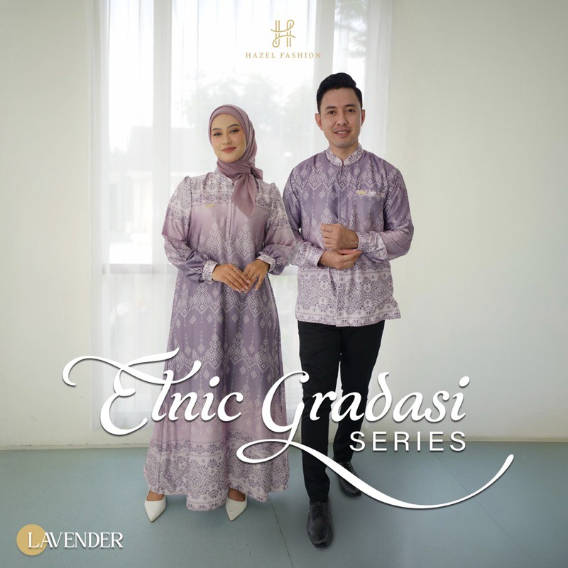 Hazel Fashion - Sarimbit Etnic Gradasi Series Lavender- Family Set Couple Kain Wangi