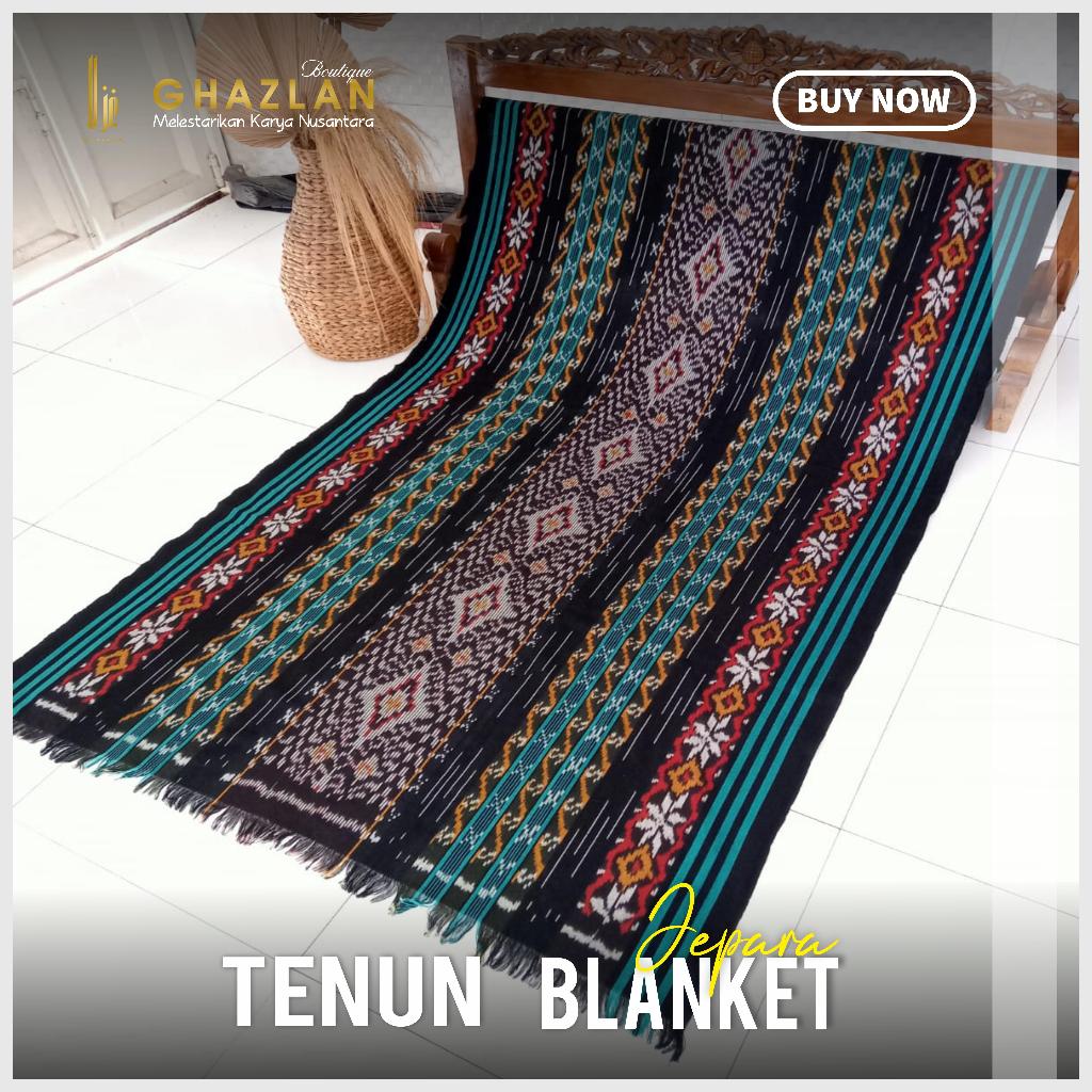 Motif New Warna Hitam Corak Hijau  Kain Tenun Ikat Jepara Premium