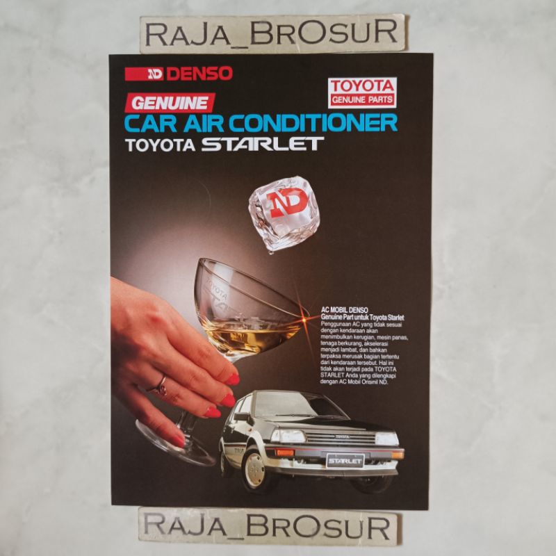 Poster brosur katalog iklan flyer jadul lawas Toyota Starlet Kotak Starko Genuine Car AC Air Conditi