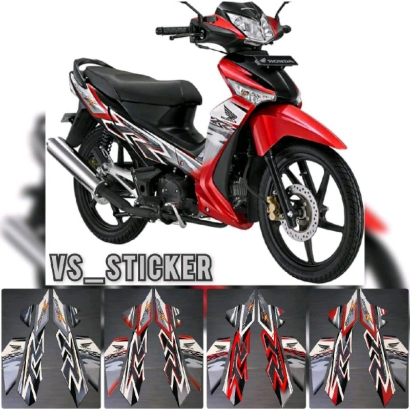 STRIPING STANDART MOTOR HONDA SUPRA X 125 R 2011 2012 HITAM ABU SILVER MERAH MURAH