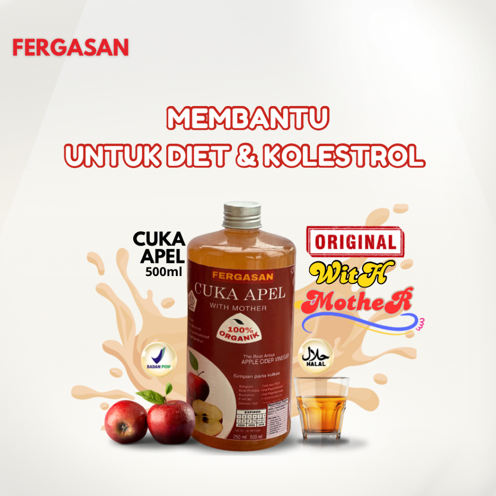 

(FERGASAN) Cuka Apel With Mother Original 100% Premium Dan Bisa Untuk Kesehatan Dan Kecantikan