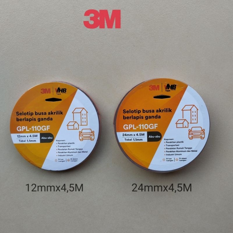 

Double Tape 3M ||VHB TAPE||Perekat Ganda Permanen 12mmx4,5M & 24mmx4,5M