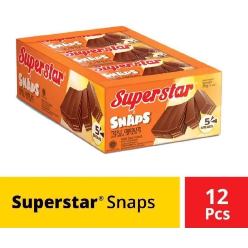 

Superstar Snaps wafer coklat 12 pcs