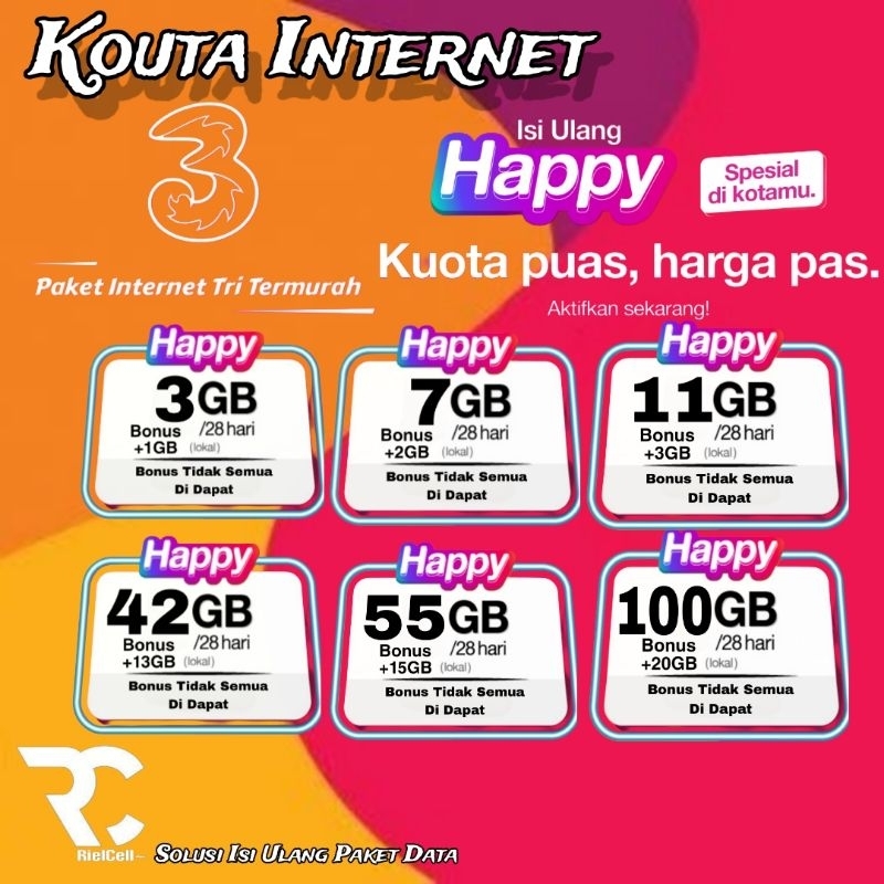 Paket Data Three - Internet Data Happy