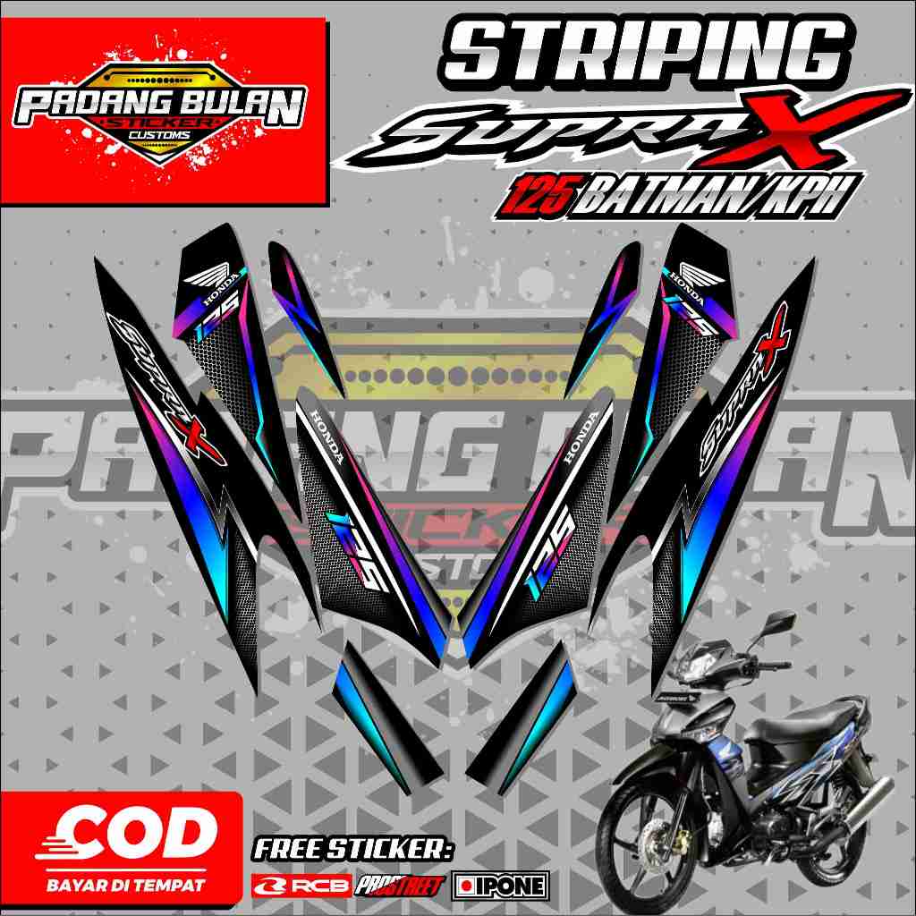 STRIPING VARIASI SUPRA X 125 KPH/BATMAN / STICKER LIST HONDA SUPRA X 125 KPH/BATMAN MOTIF SIMPEL