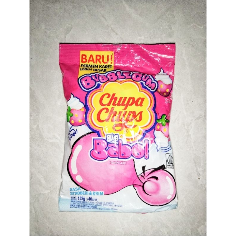 

Chupa Chups Big Babol rasa Stroberi & Krim 152gr (+-40butir)