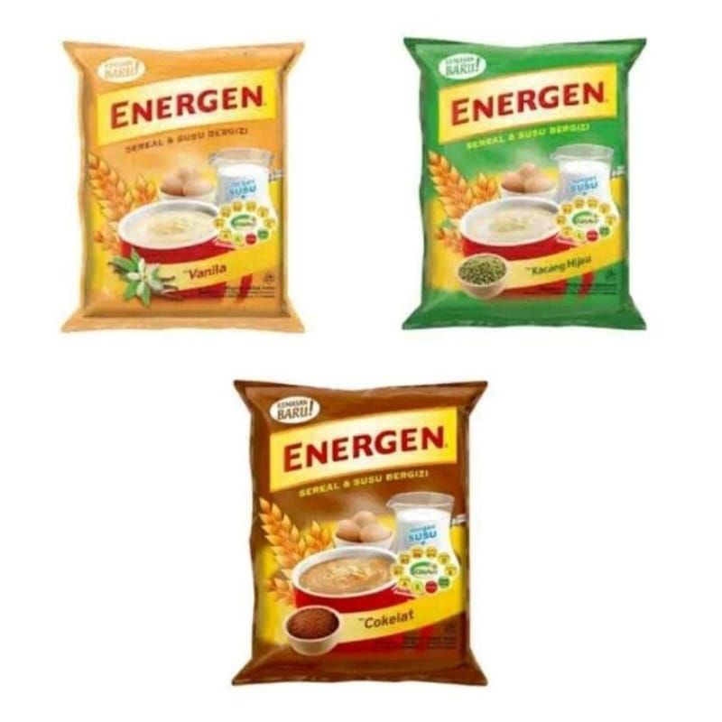 

ENERGEN SEREAL ADA RASA VANILA, COKLAT DAN KACANG HIJAU SATU RENCENG ISI 10PCS