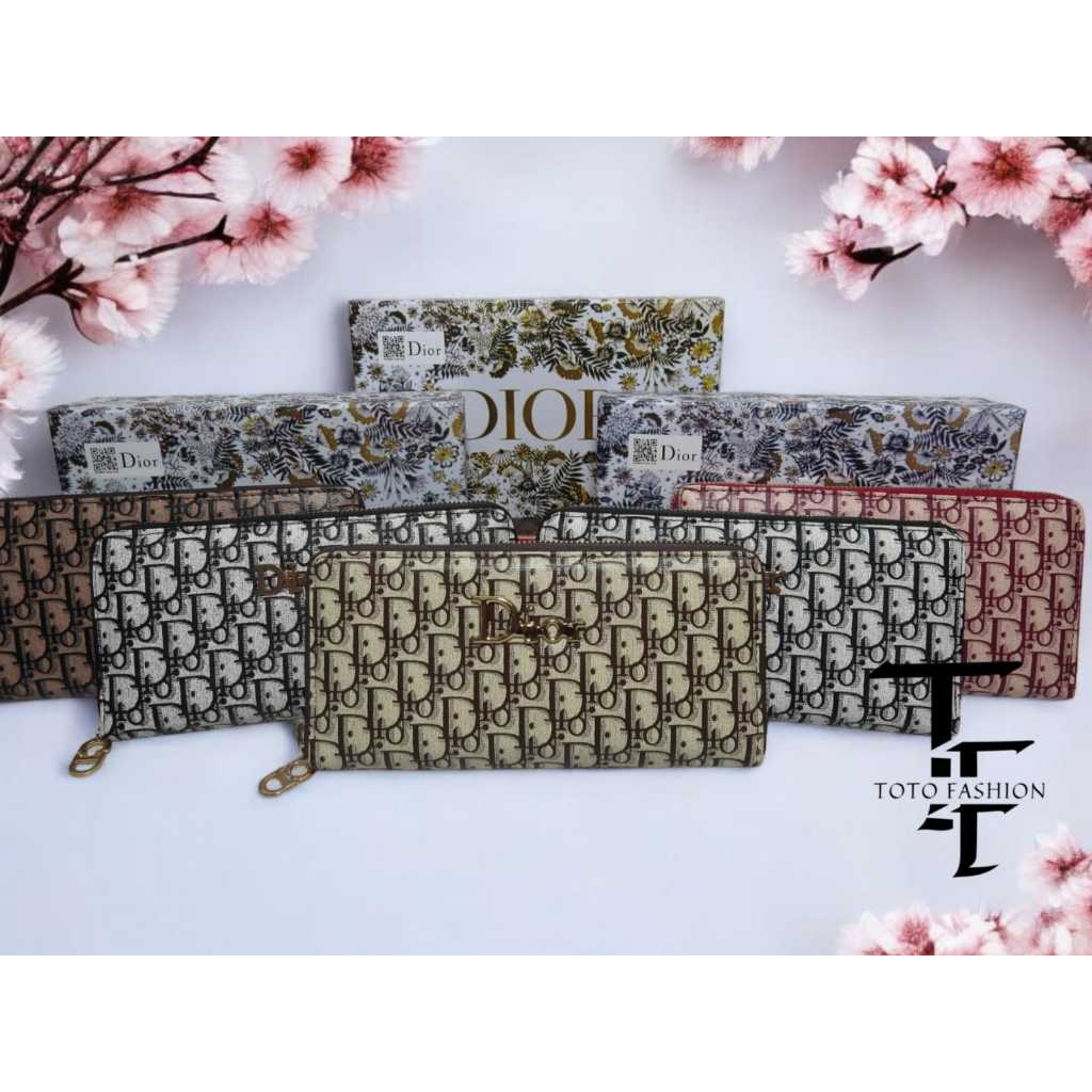 Dompet Dior wanita panjang dengan pilihan 5 warna + free box