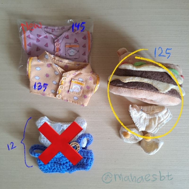 DOLL CLOTHES BAJU BONEKA 10 CM PIYAMA SANRIO MARK HAECHAN HAMBURGER