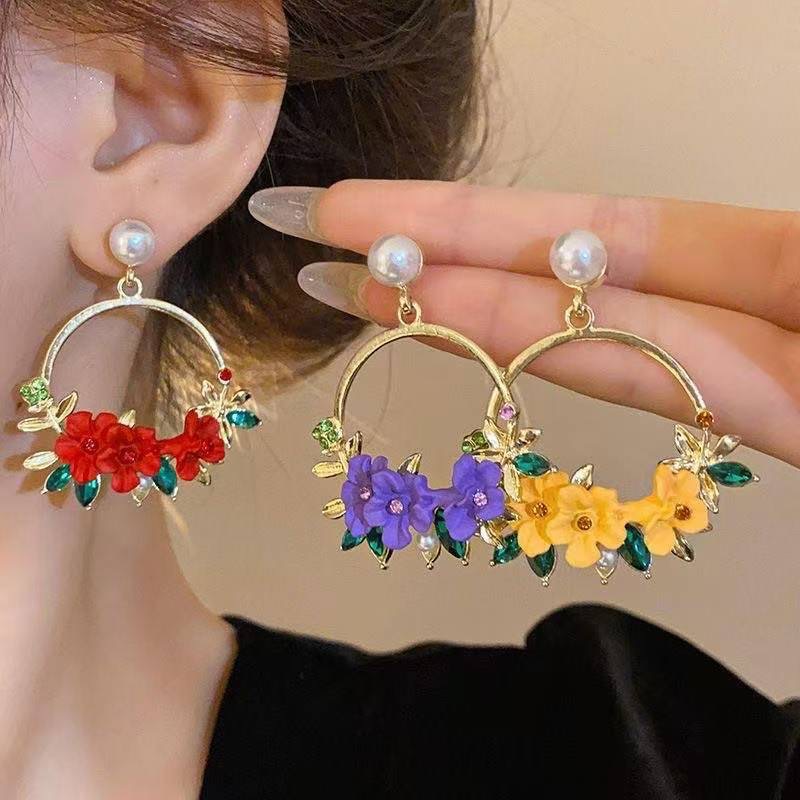 Anting Panjang Bunga Jewellery Mutiara Anting