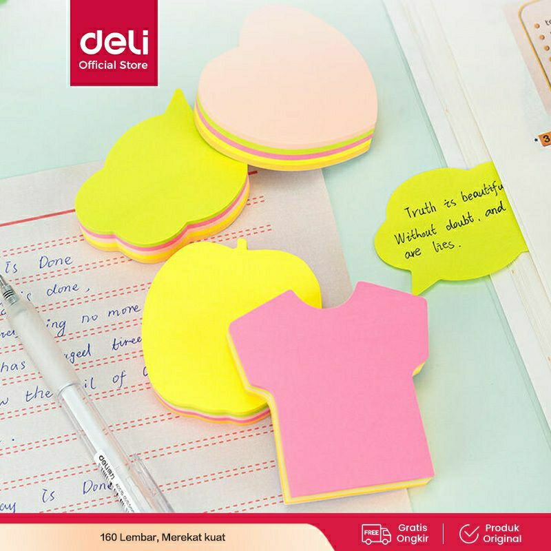 

Deli Memo Stempel Sticky Notes warna Neon
