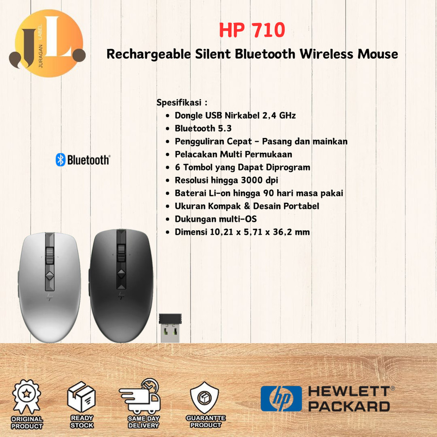 Mouse HP 710 Wireless Silent Bluetooth Type-C Rechargeable Original