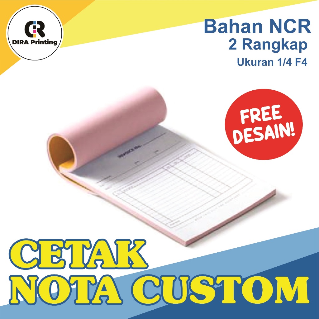 

CETAK NOTA COSTUM bahan NCR 1/4 Gratis Desain Gratis Logo Bebas Nama Sendiri
