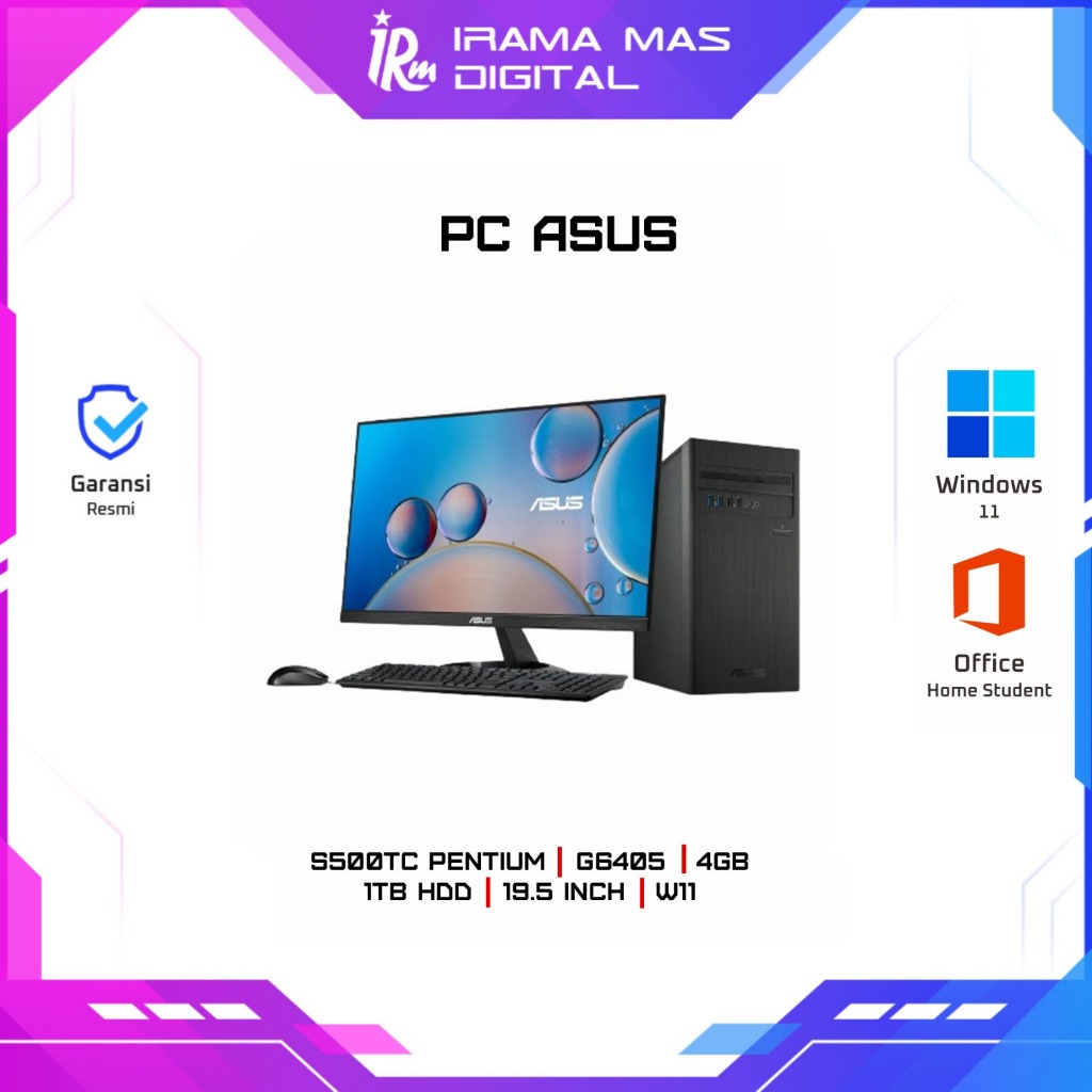 PC ASUS S500TC PENTIUM G6405/4GB/1TB HDD/19.5 INCH/W11 - BLACK(S500TC-G6405)