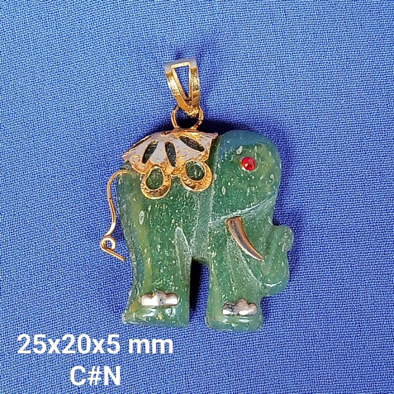 liontin batu natural aventurin _jabarzud. carving gajah