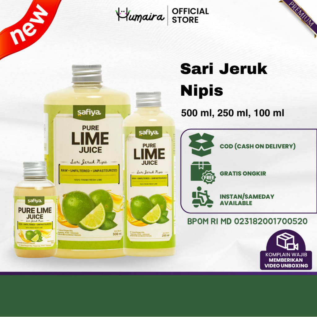 

Sari Jeruk Nipis 500 ml Murni Asli 100% SAFIYA - Lime Juice