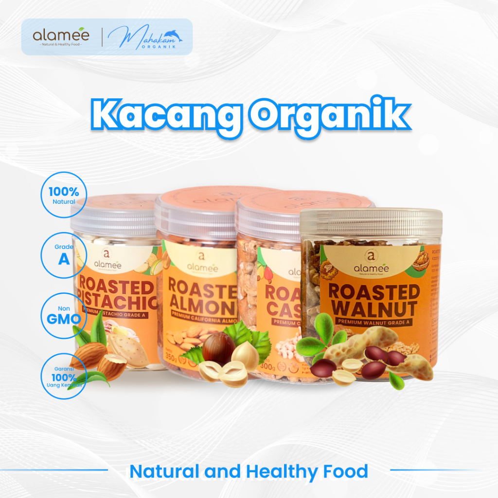 

ALAMEE kacang panggang toples besar almond mede walnut pistachio Premium Roasted Grade A California