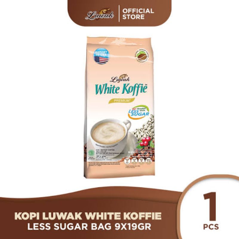

LUWAK WHITE KOFFIE LESS SUGAR 9X19G