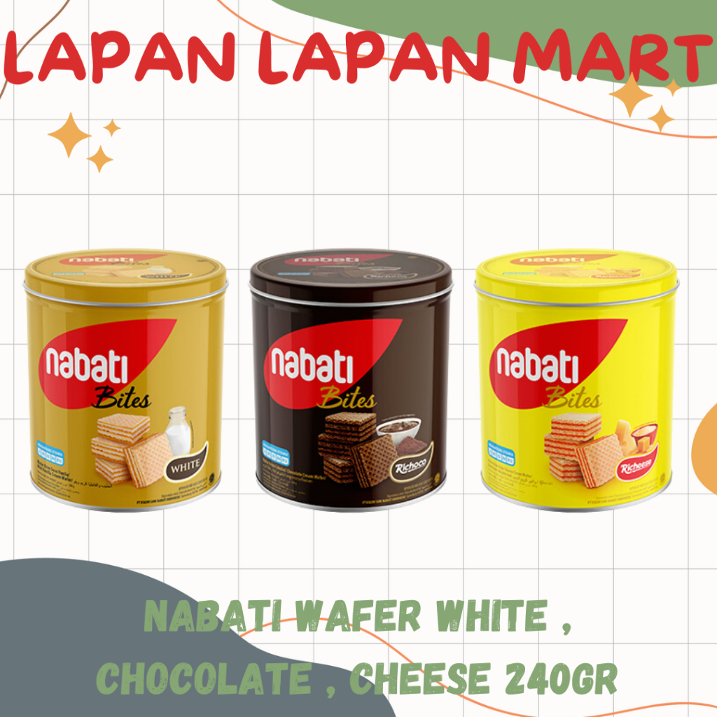 

Nabati Wafer White , Chocolate , Cheese 240gr Kaleng