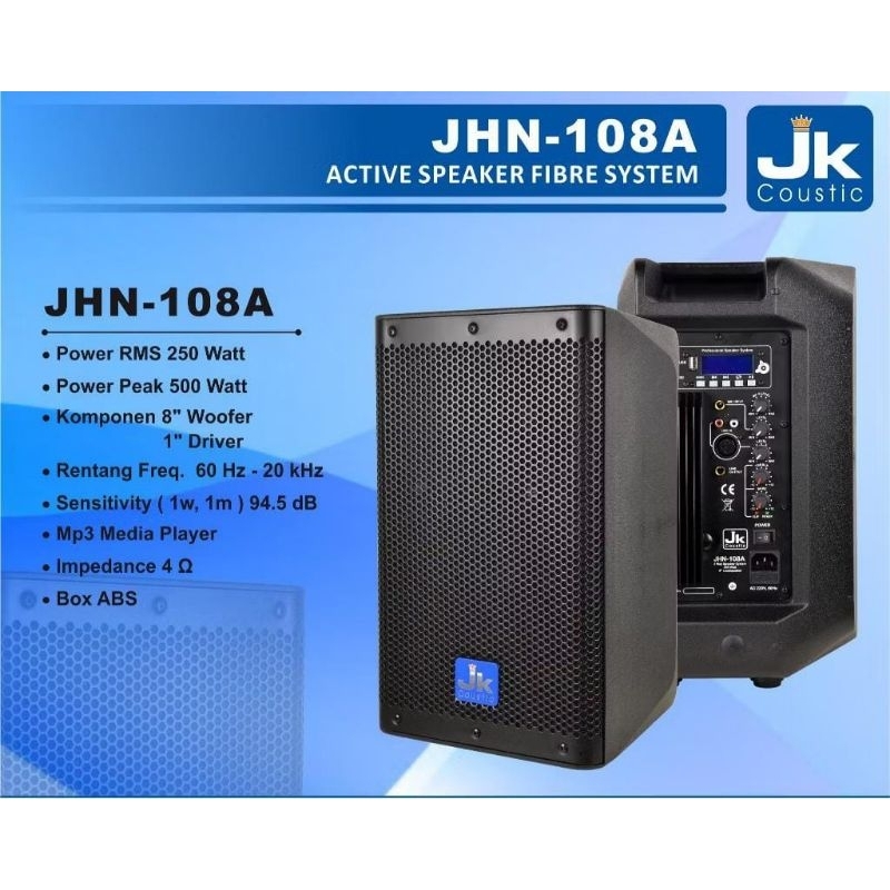 Speaker aktif 8 inch JK Coustic JHN - 108A / Speaker aktif jhn 108A