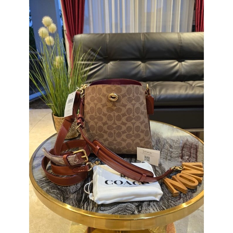 NEW‼️ Coach Willow Bucket Bag in Signature Tan Rust (Butik) AUTHENTIC