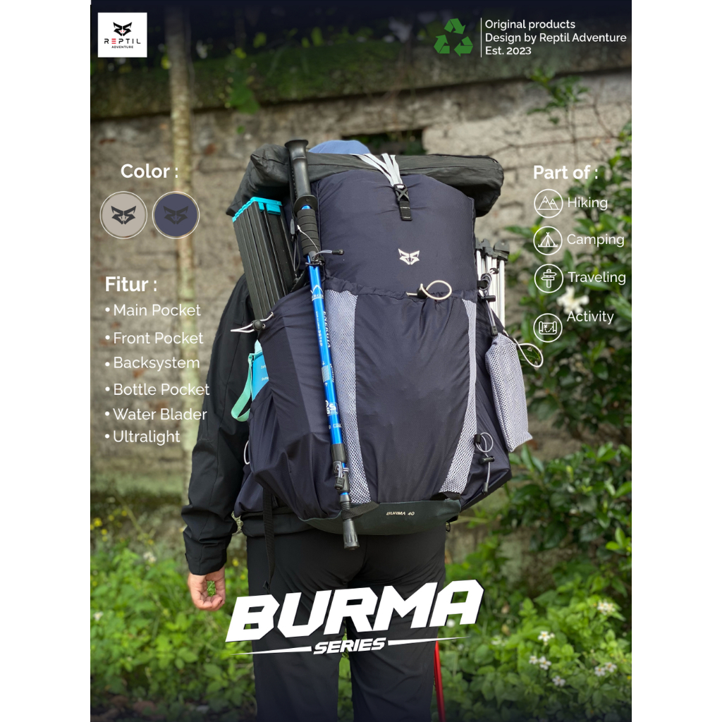TAS GUNUNG/CARRIER ULTRALIGHT 40L REPTIL ADVENTURE BURMA series