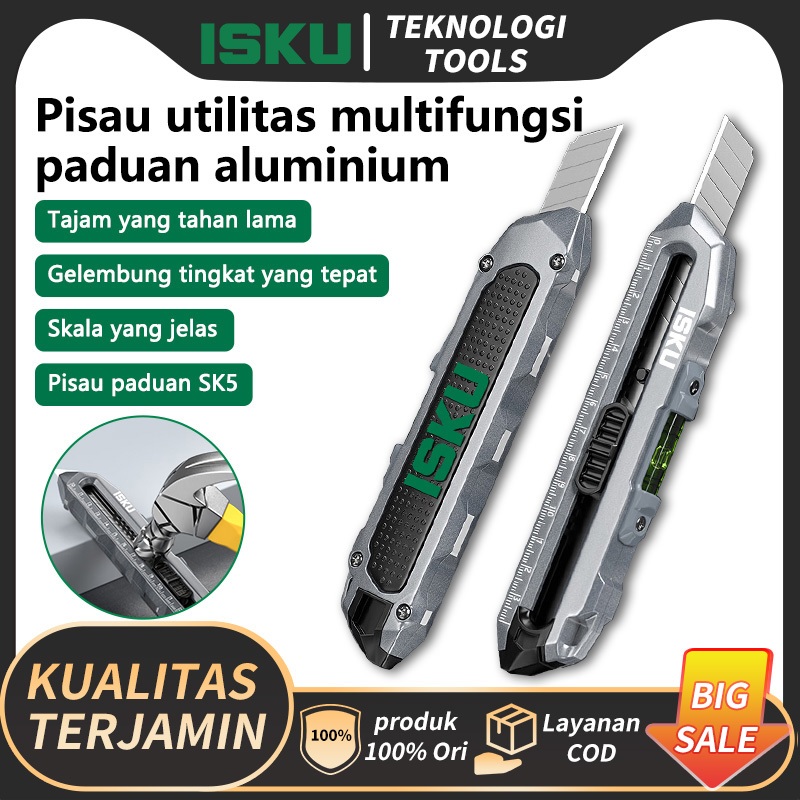 

ISKU Pisau Cutter multifungsi paduan aluminium/Knife Cutter Knife Auto Lock Cutter SK5 Bahan