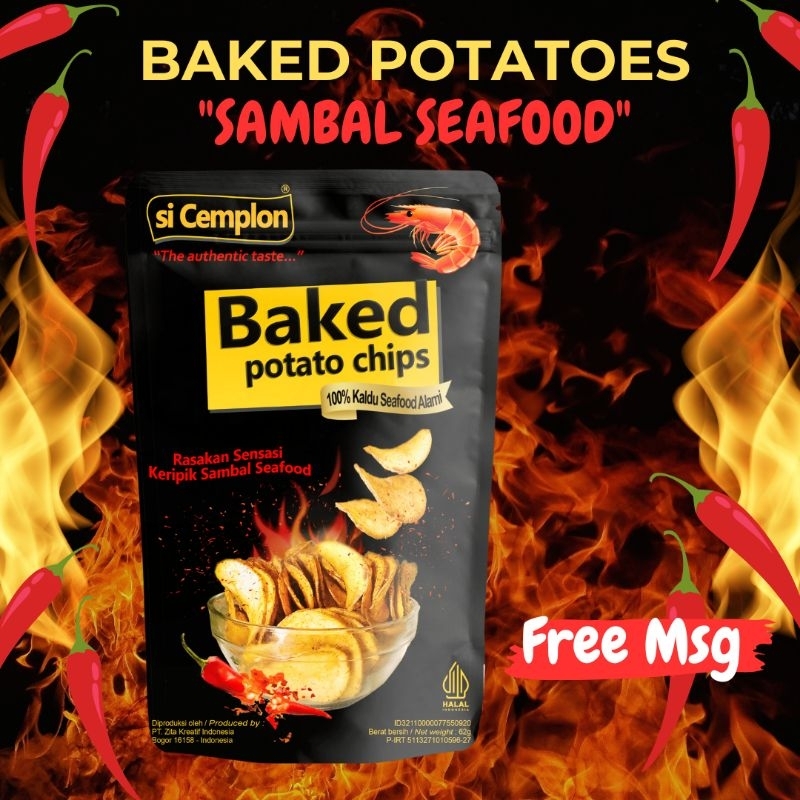 

Si Cemplon Baked Potato Chips Sambal Seafood Non Msg 62g Khas Bogor