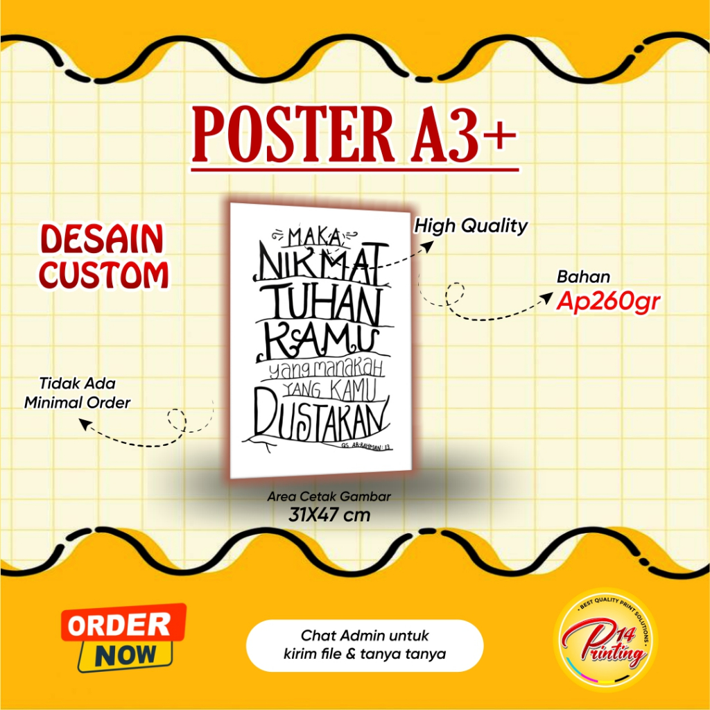 

Poster A3+ Custom | Art paper 260gr| Poster Korea | Poster kaligrafi | Poster Art Paper 260gr | poster Kece