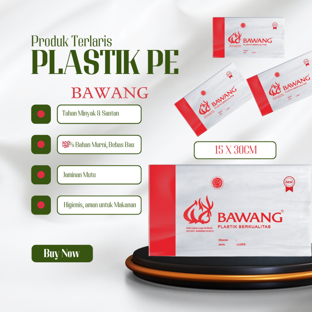 Plastik PE Bening Bawang 15x30cm 200gr per pack
