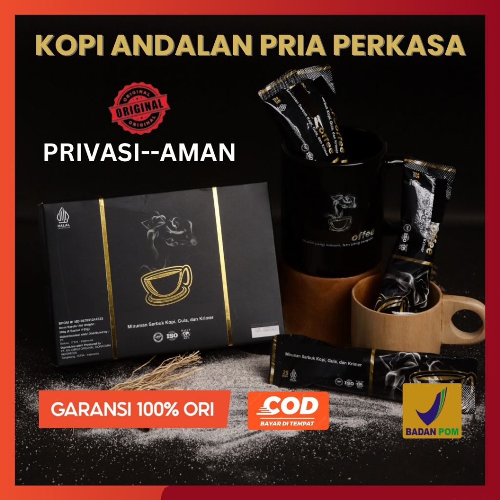 

MoceerrKopi Coffee Original Kopi Herbal Stamina Pria Kuat Tahan Lama Sampai Pagi 1 Box Isi 8 Sachet
