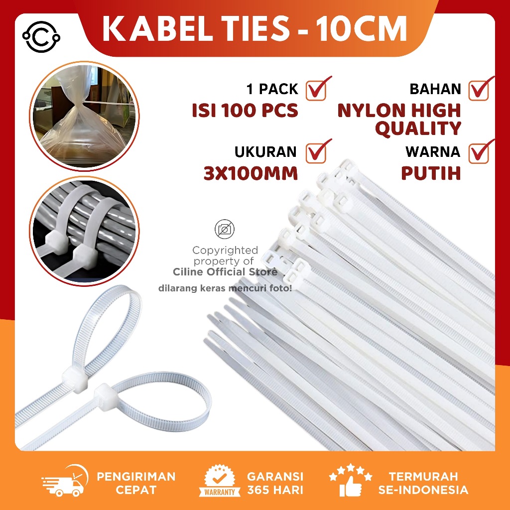 

Kabel TIES 10CM 100MM X 2.5MM Isi 100 Pcs kecil / PUTIH WHITE KABEL TIES PACK