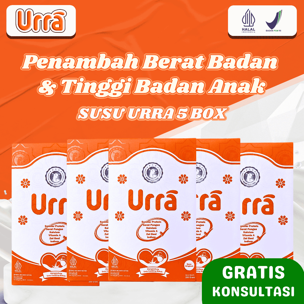 

URRA Susu Kambing Saneen Untuk Penambah Berat Badan & Tinggi Badan Anak - 5 Box