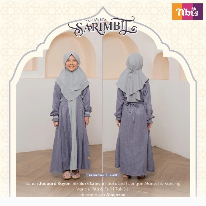 Nibras Original Nibras Sarimbit Gamis Anak Perempuan Khawla Violet Gamis Anak Perempuan Premium