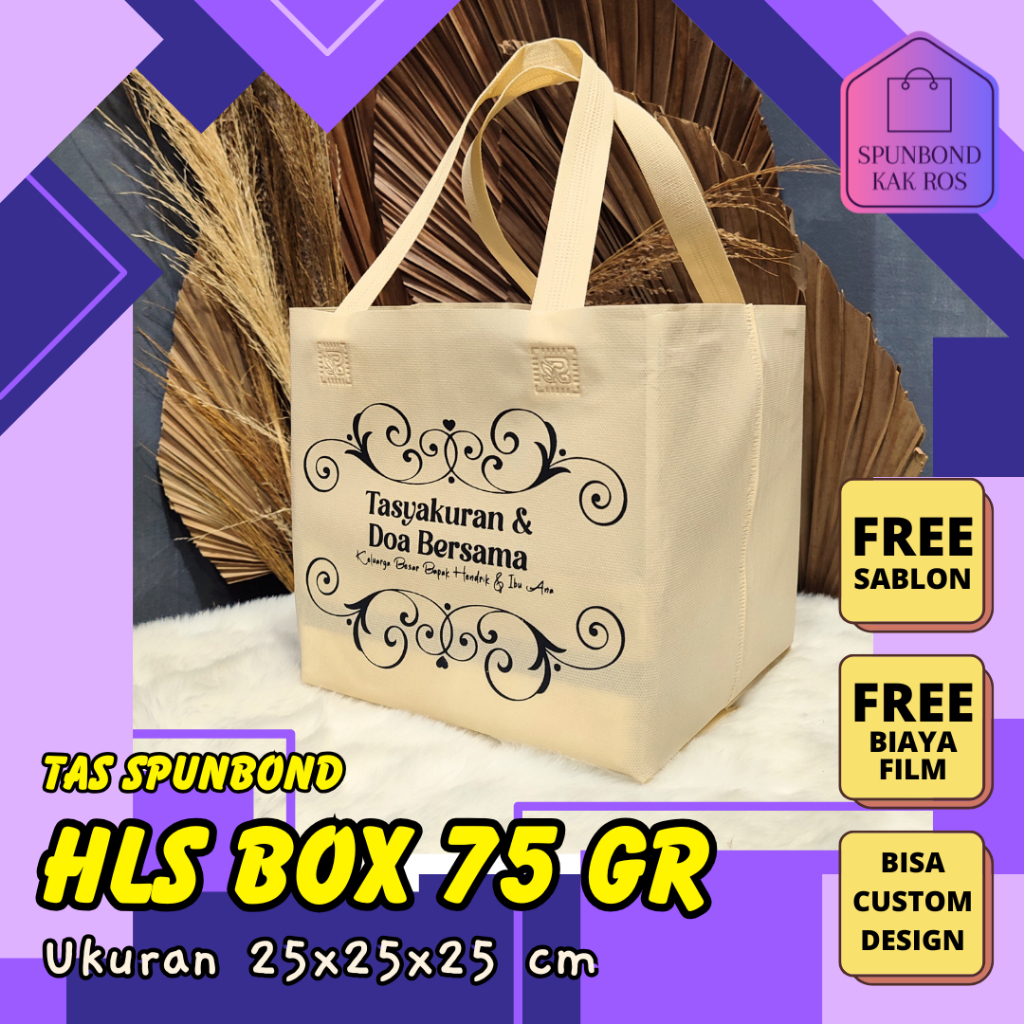 

[ FREE SABLON ] Tas Spunbond Box Handle Lipat Samping Tas Kotak Makanan Goodie Bag 75 Grm Ukuran 25x25x25 cm Spunbondpro bag store