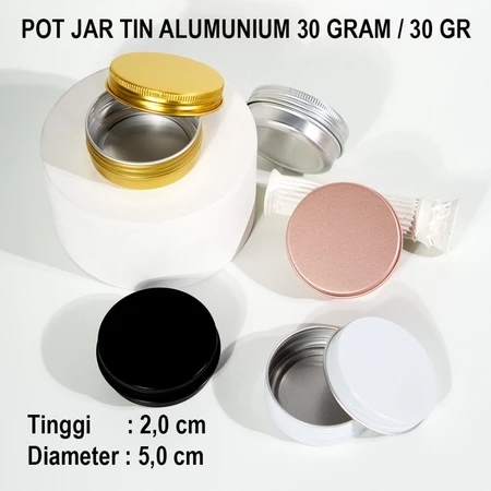 TU 30Gr Pot Wadah Jar Tin Aluminium Kaleng Pomade Kosmetik Cream Krim Gel Gram 15gr 10gr